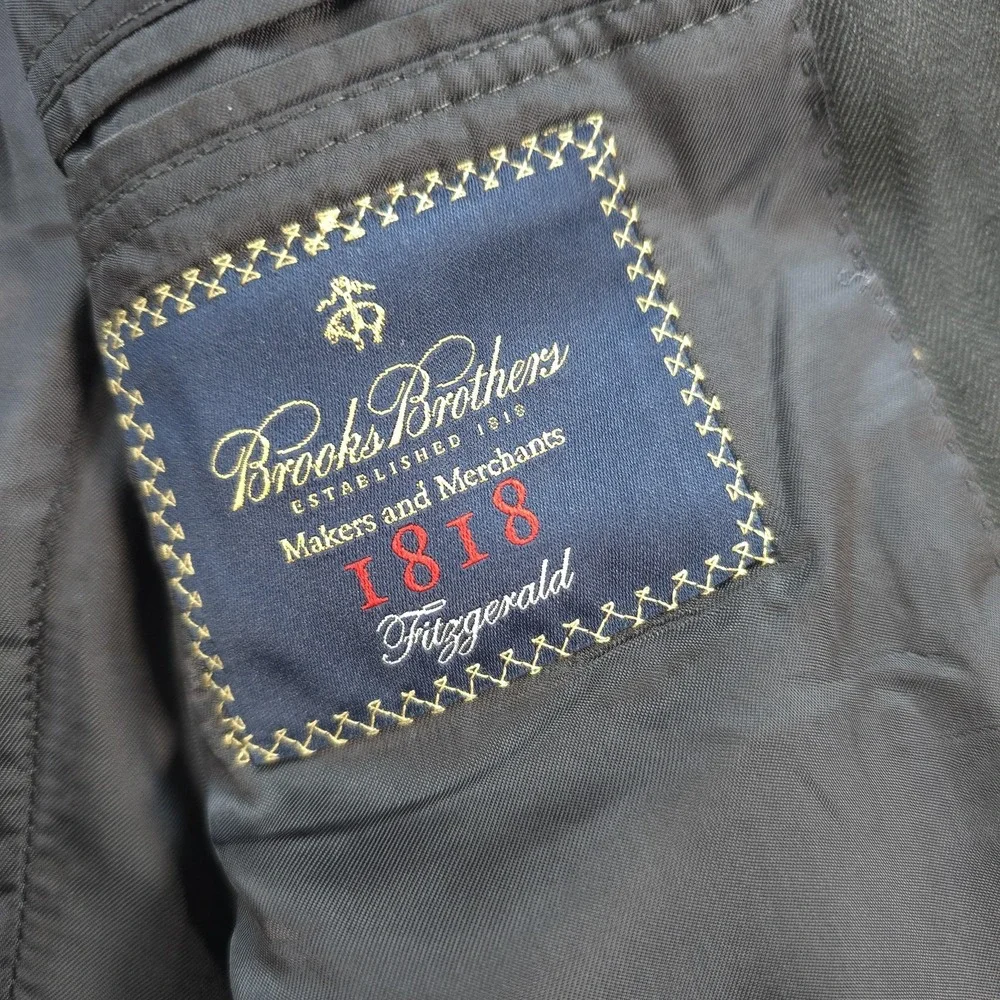 Brooks Brothers Blazer Mens 42R Gray Herringbone Saxxon Wool 1818 Fitzgerald USA
